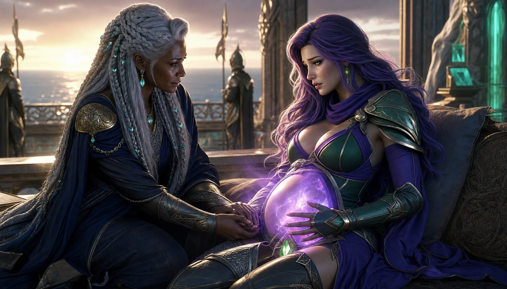 Thaleia visita Eirene em segredo e segura sua mão diante do mar