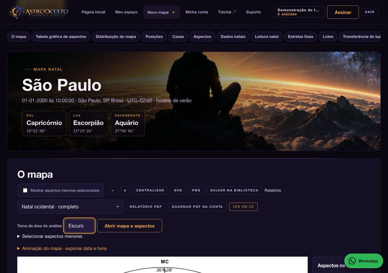 Tela original do AstroOculto: Abra Ver em 3D