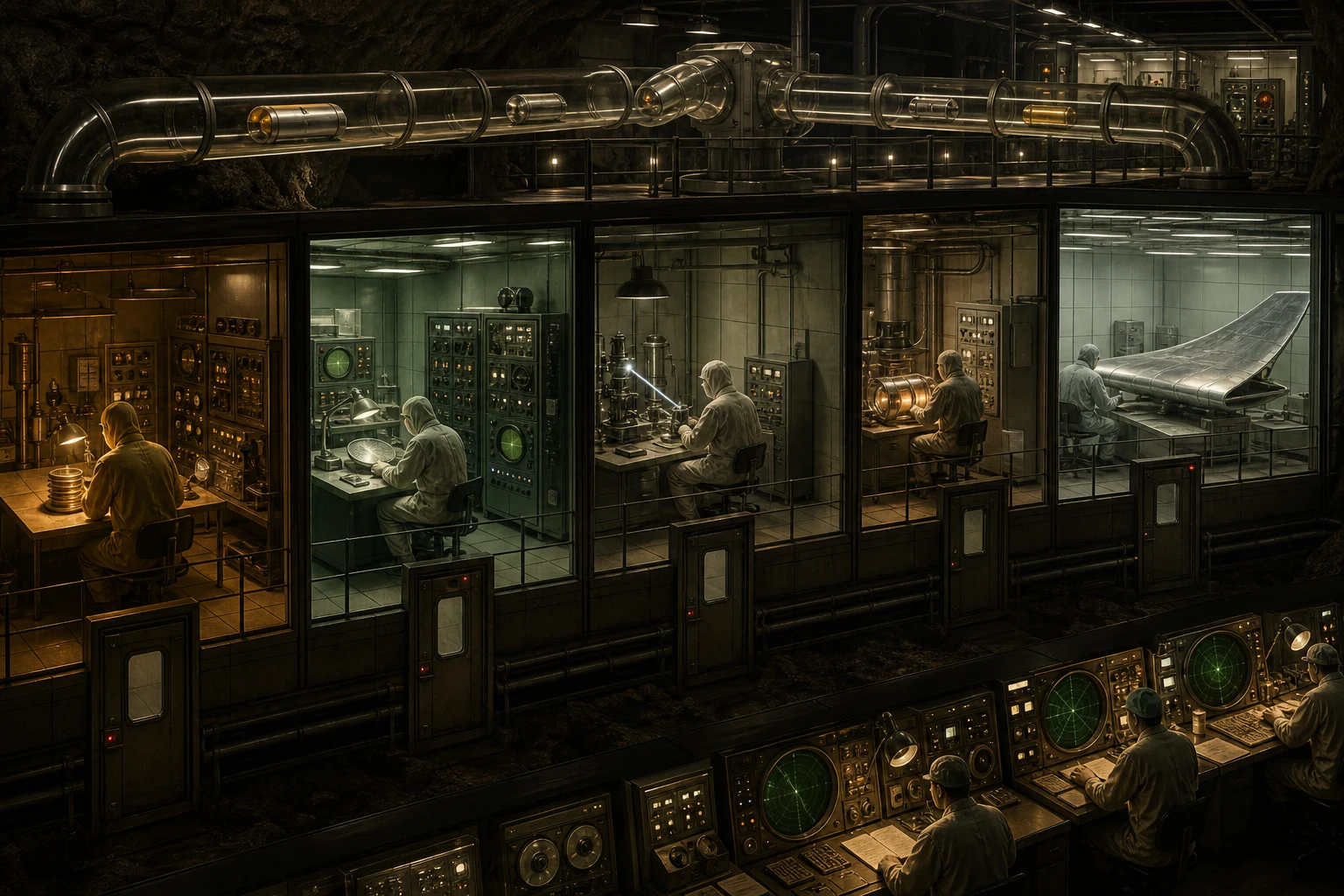 Rede subterrânea de laboratórios compartimentados estuda separadamente fragmentos de uma mesma tecnologia.