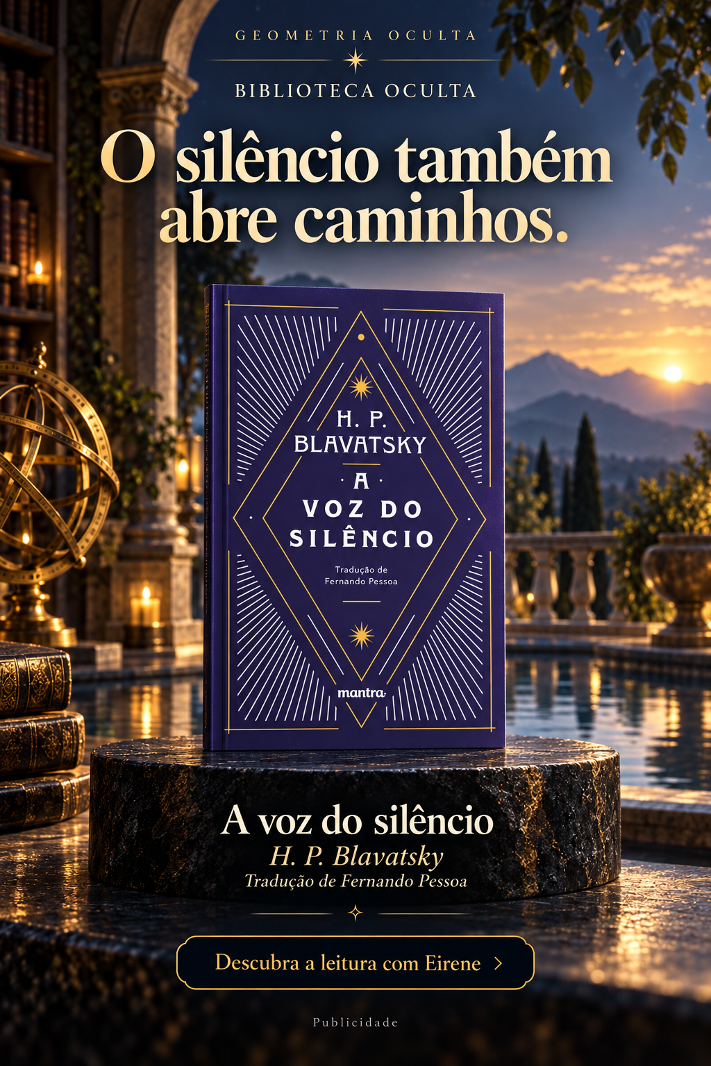 O silêncio também abre caminhos. — arte da Biblioteca Oculta com o livro A voz do silêncio
