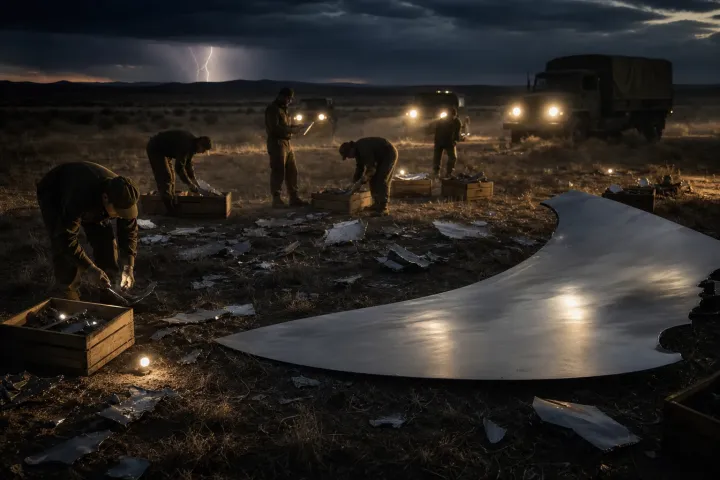 Operação de recuperação recolhe fragmentos metálicos incomuns no deserto do Novo México.