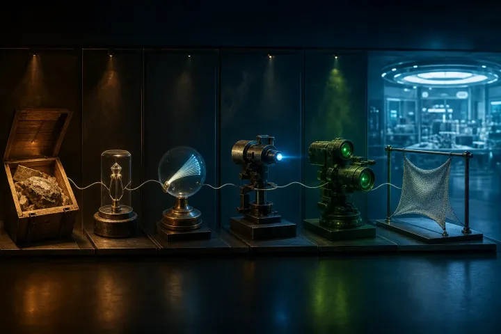 Fragmentos recuperados originam circuitos, fibras ópticas, lasers, visão noturna e materiais avançados.